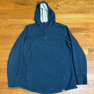 L.L. Bean Katahdin Iron Works Fleece-Backed Waffle Pullover Blue Women's Medium